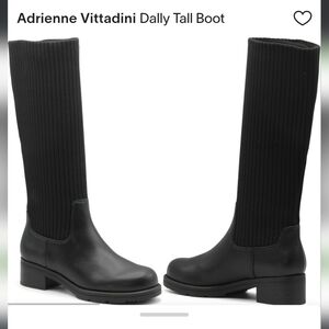 Adrienne Vittadini Dally Knee High Boots Knit And Smooth Black New Size 10 👢